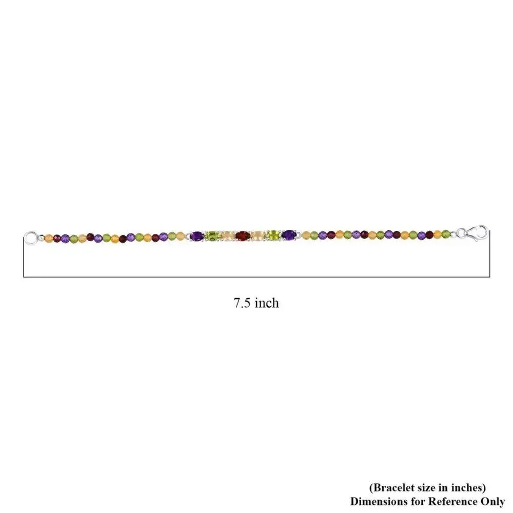 Multi Gemstone Sterling Silver Bracelet